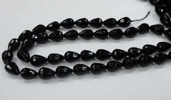 CAB331 15.5 inches 13*17mm faceted teardrop black agate gemstone beads