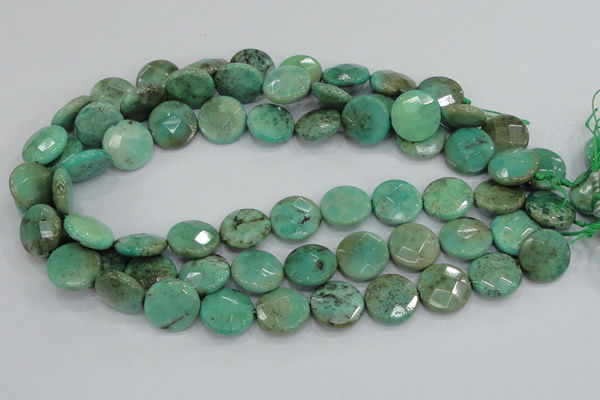CAB34 15.5 inches 18mm faceted coin green grass agate gemstone beads