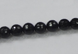 CAB343 15.5 inches 8mm faceted round black agate gemstone beads