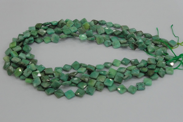 CAB35 15.5 inches 8*8mm faceted diamond green grass agate beads