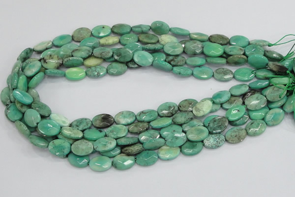 CAB38 15.5 inches 10*14mm faceted oval green grass agate beads