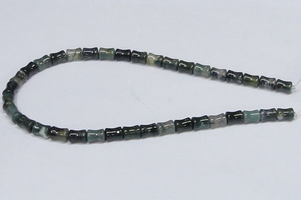 CAB394 15.5 inches 8*10mm bamboo shape moss agate gemstone beads