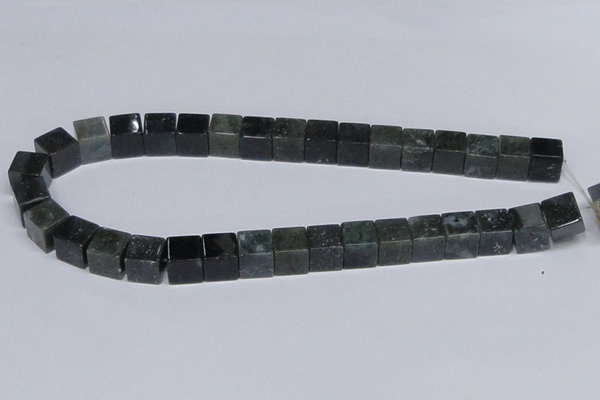 CAB399 15.5 inches 12*12mm cube moss agate gemstone beads wholesale
