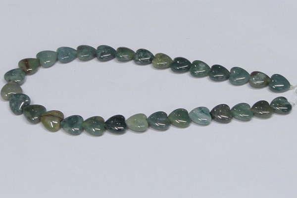 CAB407 15.5 inches 14*14mm heart moss agate gemstone beads wholesale