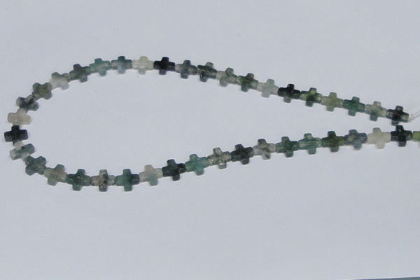 CAB415 15.5 inches 10*10mm cross moss agate gemstone beads