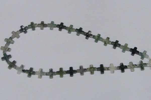 CAB416 15.5 inches 12*12mm cross moss agate gemstone beads