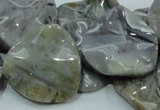 CAB579 15.5 inches 30*30mm wavy triangle silver needle agate beads