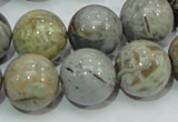 CAB70 15.5 inches 16mm round silver needle agate gemstone beads