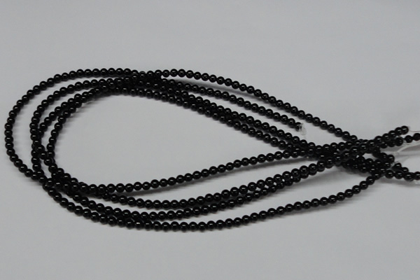 CAB721 15.5 inches 4mm round black agate gemstone beads wholesale