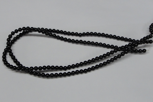 CAB722 15.5 inches 5mm round black agate gemstone beads wholesale