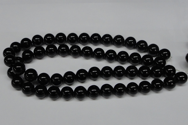CAB727 15.5 inches 14mm round black agate gemstone beads wholesale