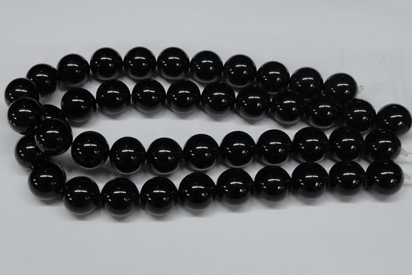 CAB729 15.5 inches 18mm round black agate gemstone beads wholesale
