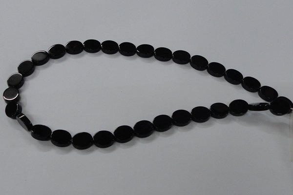 CAB750 15.5 inches 10*12mm oval black agate gemstone beads