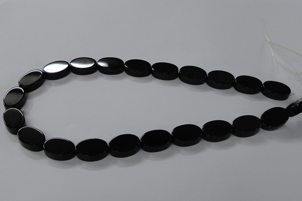 CAB751 15.5 inches 13*18mm oval black agate gemstone beads