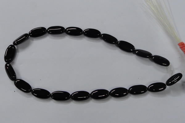 CAB760 15.5 inches 10*20mm oval black agate gemstone beads wholesale