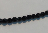CAB783 15.5 inches 5mm faceted round black agate gemstone beads