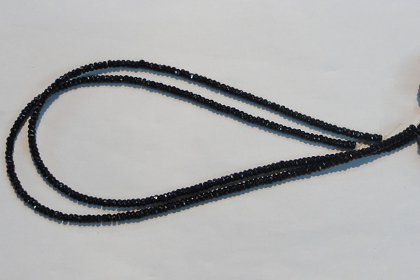 CAB785 15.5 inches 2*4mm faceted rondelle black agate gemstone beads
