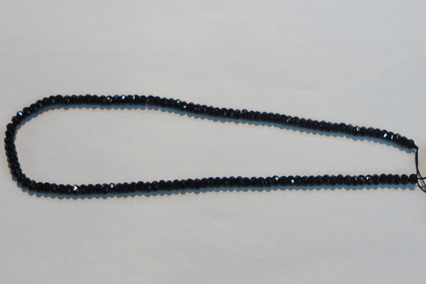 CAB786 15.5 inches 3*5mm faceted rondelle black agate gemstone beads