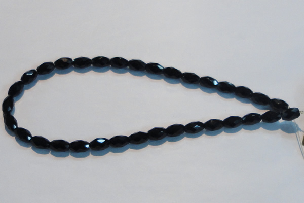 CAB791 15.5 inches 8*12mm faceted rice black agate gemstone beads