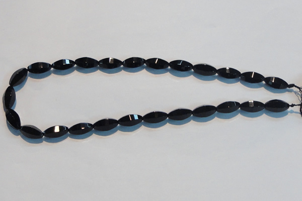 CAB793 15.5 inches 8*16mm faceted rice black agate gemstone beads
