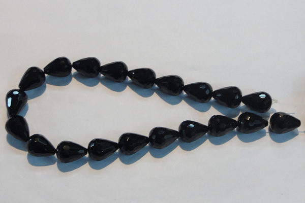 CAB800 15.5 inches 14*20mm faceted teardrop black gemstone agate beads
