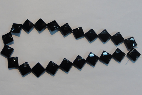 CAB804 15.5 inches 15*15mm faceted diamond black gemstone agate beads