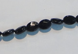 CAB805 15.5 inches 6*8mm faceted oval black gemstone agate beads