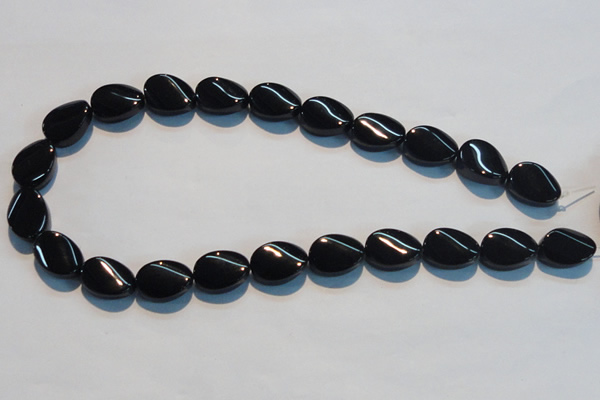 CAB814 15.5 inches 13*18mm twisted oval black agate gemstone beads