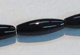 CAB821 15.5 inches 10*30mm rice black agate gemstone beads wholesale