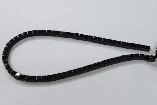 CAB834 15.5 inches 6*6mm cube black agate gemstone beads wholesale