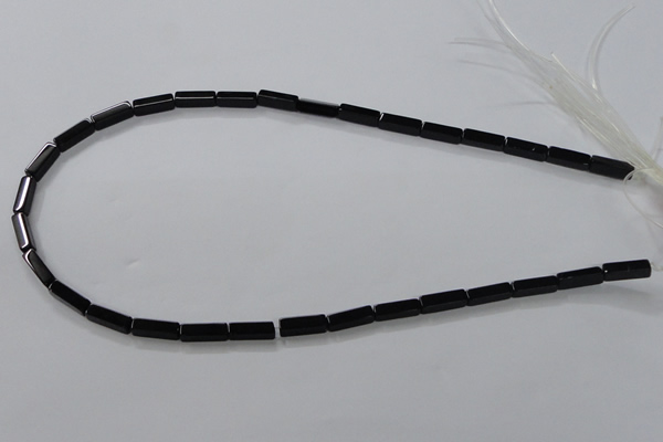 CAB839 15.5 inches 4*12mm cuboid black agate gemstone beads wholesale