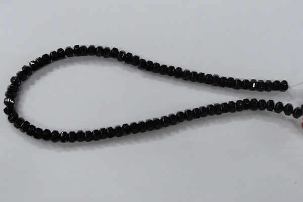 CAB844 15.5 inches 5*8mm rondelle black agate gemstone beads wholesale