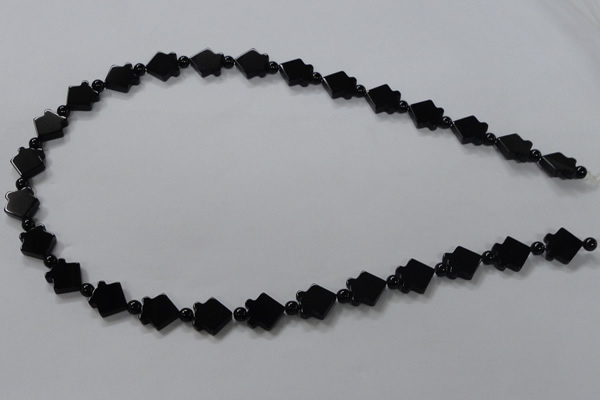 CAB849 15.5 inches 10*10mm fish black agate gemstone beads wholesale