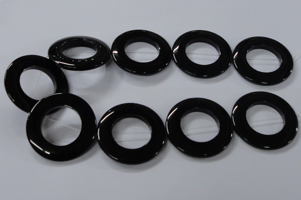 CAB858 15.5 inches 45mm donut black agate gemstone beads wholesale