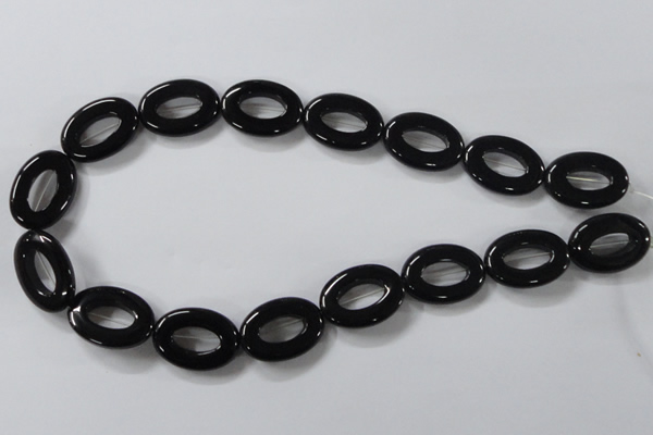 CAB859 15.5 inches 18*24mm oval black agate gemstone beads wholesale
