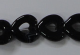 CAB860 15.5 inches 18*18mm heart black agate gemstone beads wholesale