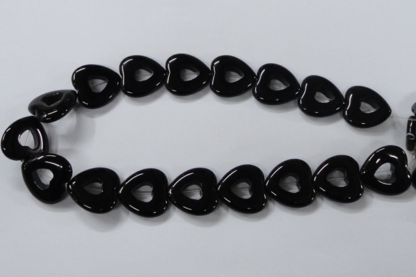 CAB861 15.5 inches 24*24mm heart black agate gemstone beads wholesale