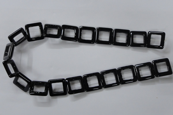 CAB862 15.5 inches 20*20mm square black agate gemstone beads wholesale