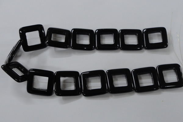 CAB863 15.5 inches 28*28mm square black agate gemstone beads wholesale