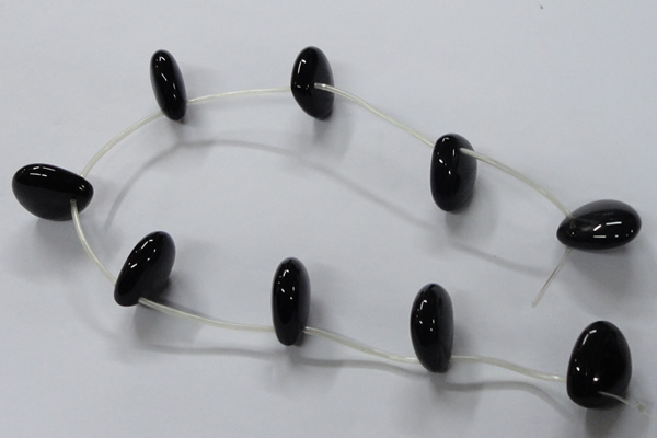 CAB872 22*22mm top-drilled teardrop black agate gemstone beads wholesale