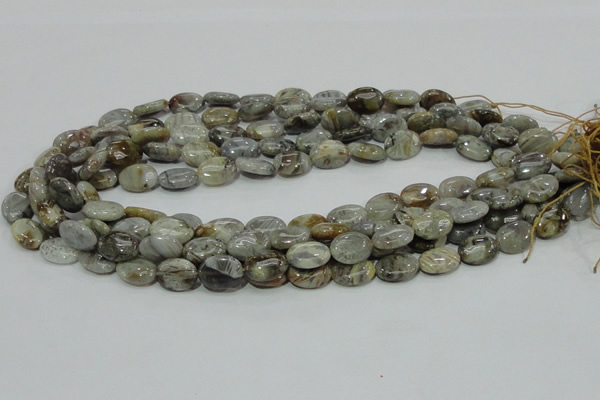 CAB89 15.5 inches 10*14mm oval silver needle agate gemstone beads