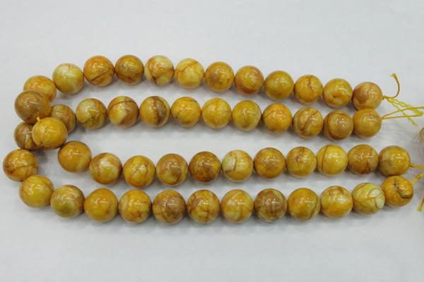 CAB937 15.5 inches 16mm round yellow crazy lace agate beads wholesale