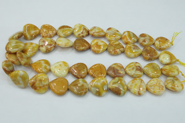 CAB942 15.5 inches 20*20mm heart yellow crazy lace agate beads