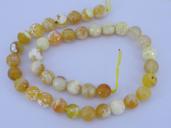 CAB970 15.5 inches 14mm faceted round fire crackle agate beads