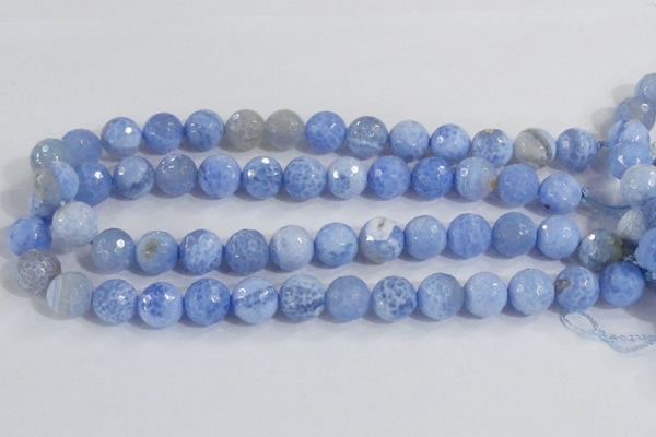 CAB974 15.5 inches 12mm faceted round fire crackle agate beads