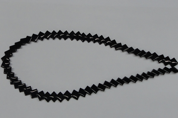 CAB983 15.5 inches 8*8mm rhombic black agate gemstone beads wholesale