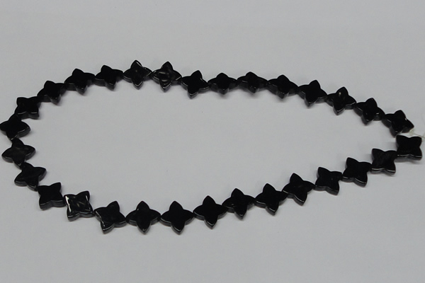 CAB989 15.5 inches 14*14mm flower black agate gemstone beads wholesale