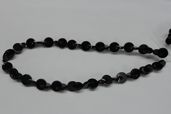 CAB994 15.5 inches 12*12mm curved moon black agate gemstone beads