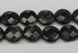 CAE115 15.5 inches 12mm faceted coin astrophyllite beads wholesale