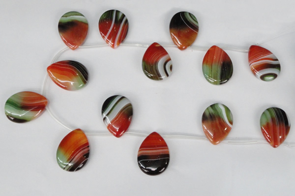 CAG1061 Top-drilled 22*30mm flat teardrop rainbow agate beads